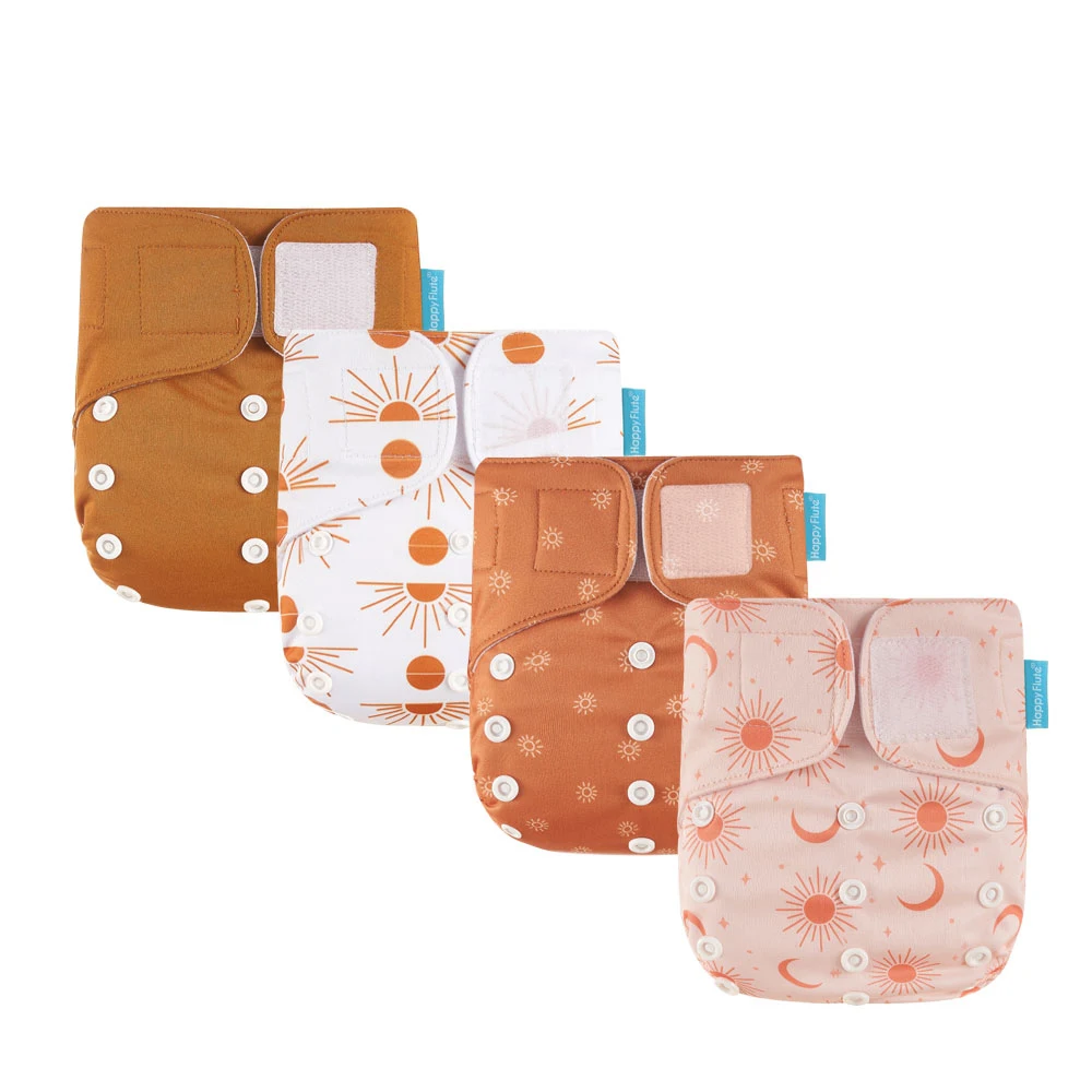 

Elinfant lovely patterns Waterproof washable and reusable pocket suede cloth diapers without insert 4 pcs/set, Colorful