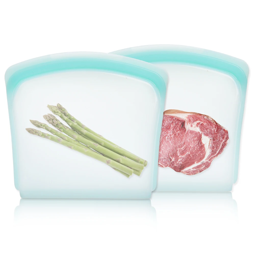 
100% Food Grade LFGB Approval Reusable Silicone Food Storage Bag Silicone Food Pouch 