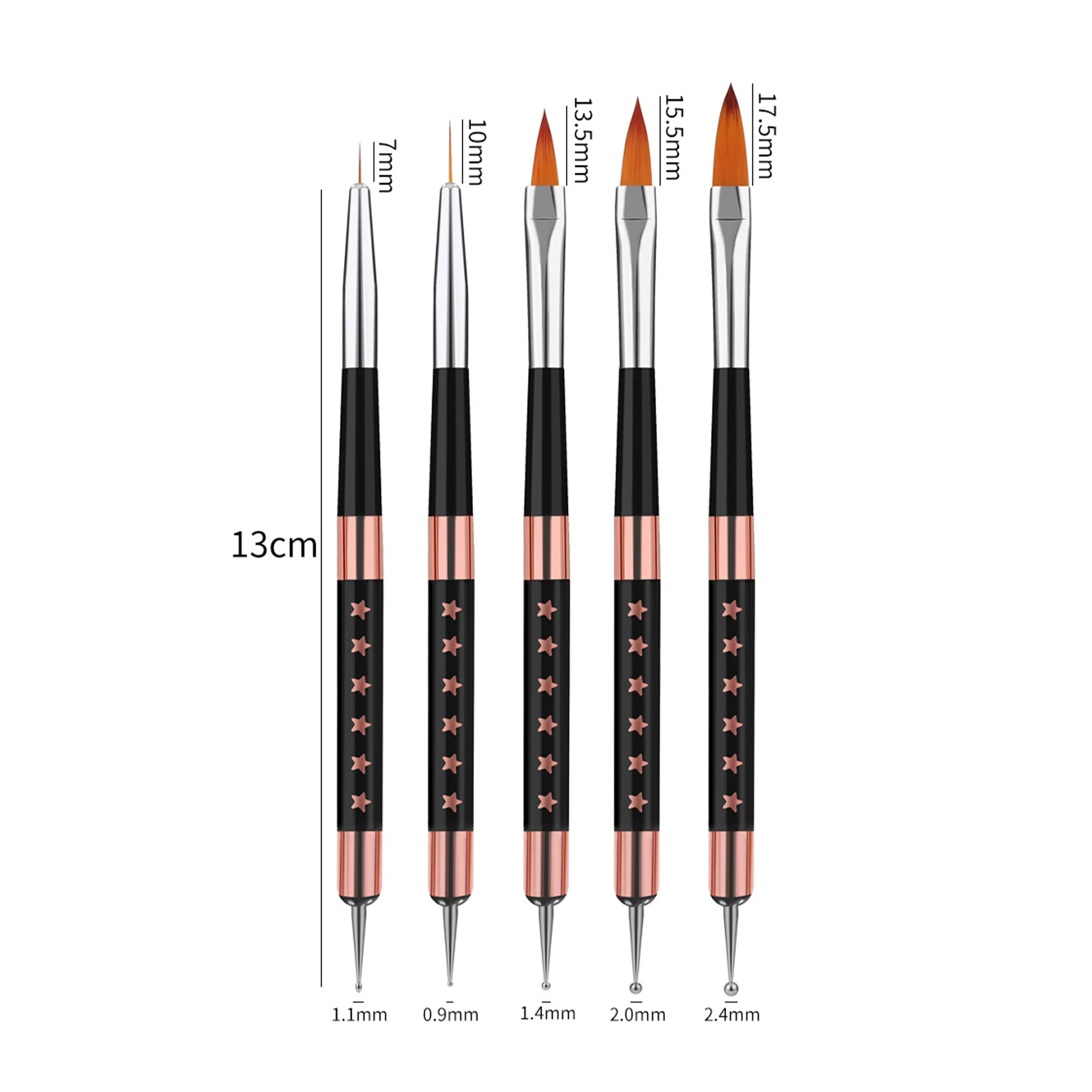 

Multi-purpose Nail Drawing Tools Phototherapy Dotting 5pcs Nail Art Brushes Set Liner Striping Brush, Accept customized