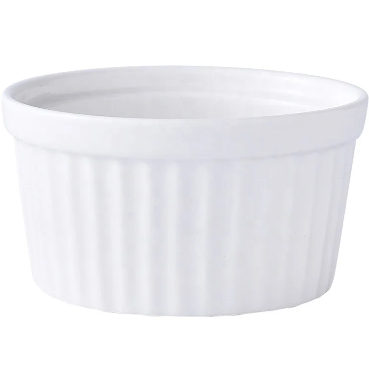 

Wholesale Round Pure White Ceramic Bowl Shufrey Pudding Cake Dessert Dim Sum Bowl Hotel Western Food Baking Tableware