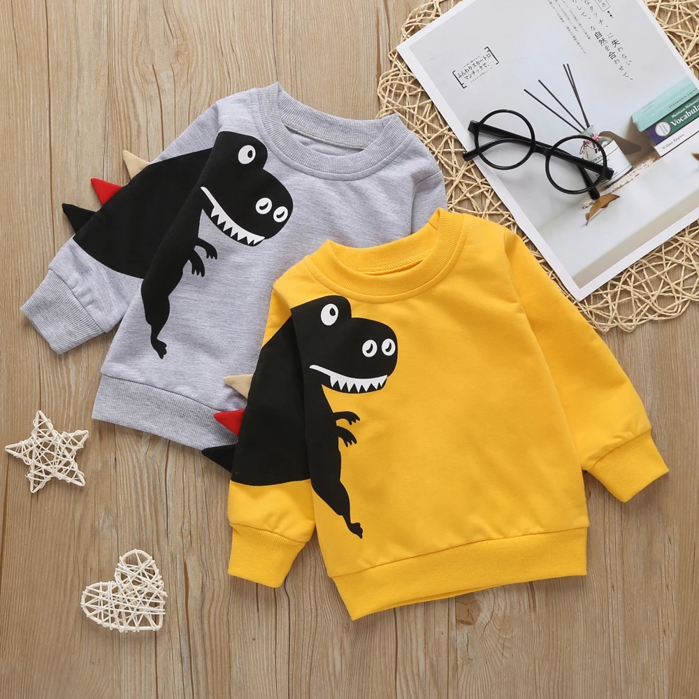 

New Baby Girl Boys Cotton Tshirt Cotton Dinosaur Print Long Sleeve T-shirt Children Casual Tee Tops Clothes Kids T Shirts