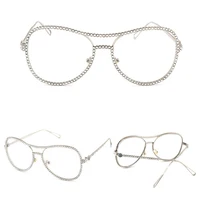 

2020 Luxury Rhinestone Oversized Frame Bling Sun Glasses Hollow Round Sunglasses