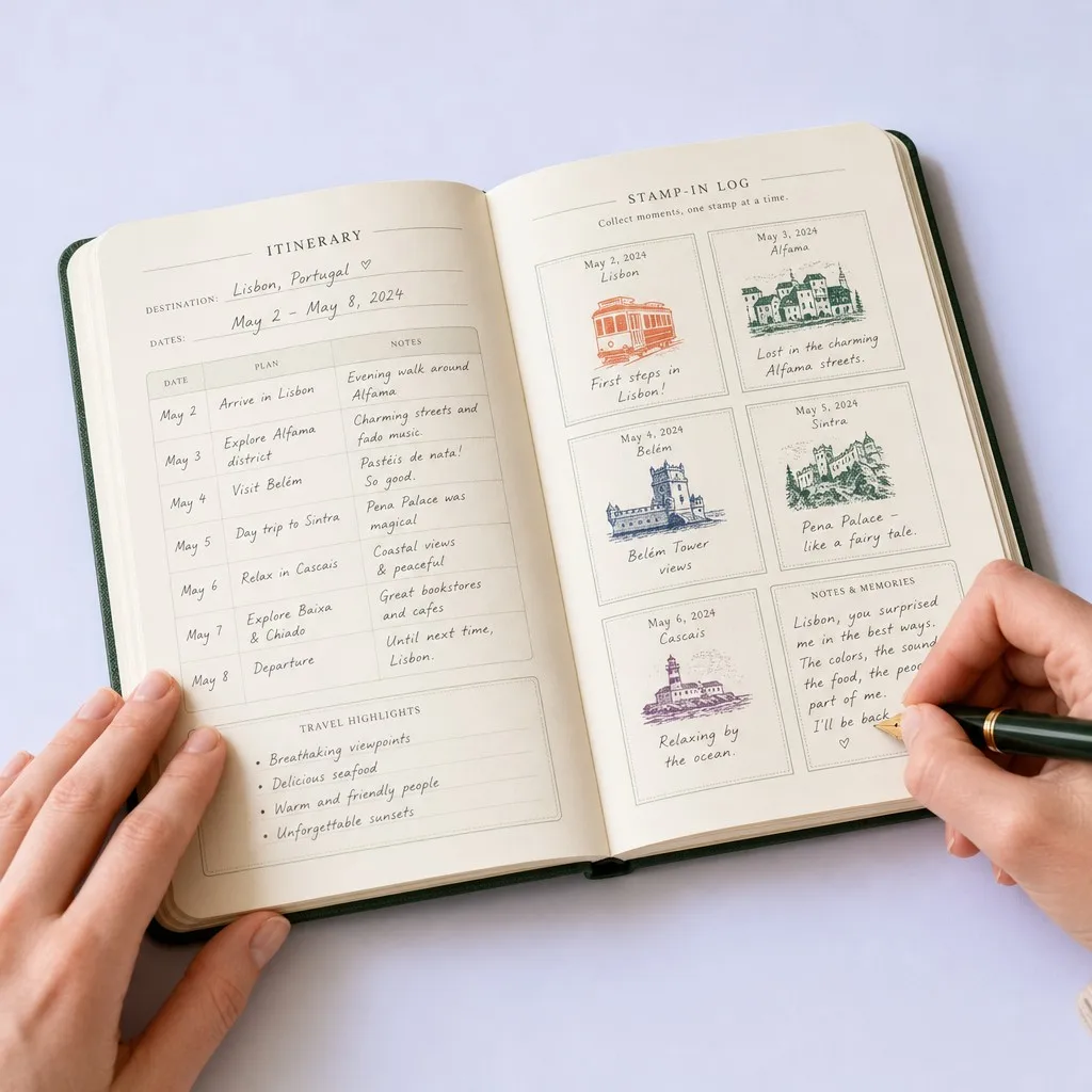 Lifestyle Immersion - Caucasian Traveler Hands Writing Travel Itinerary