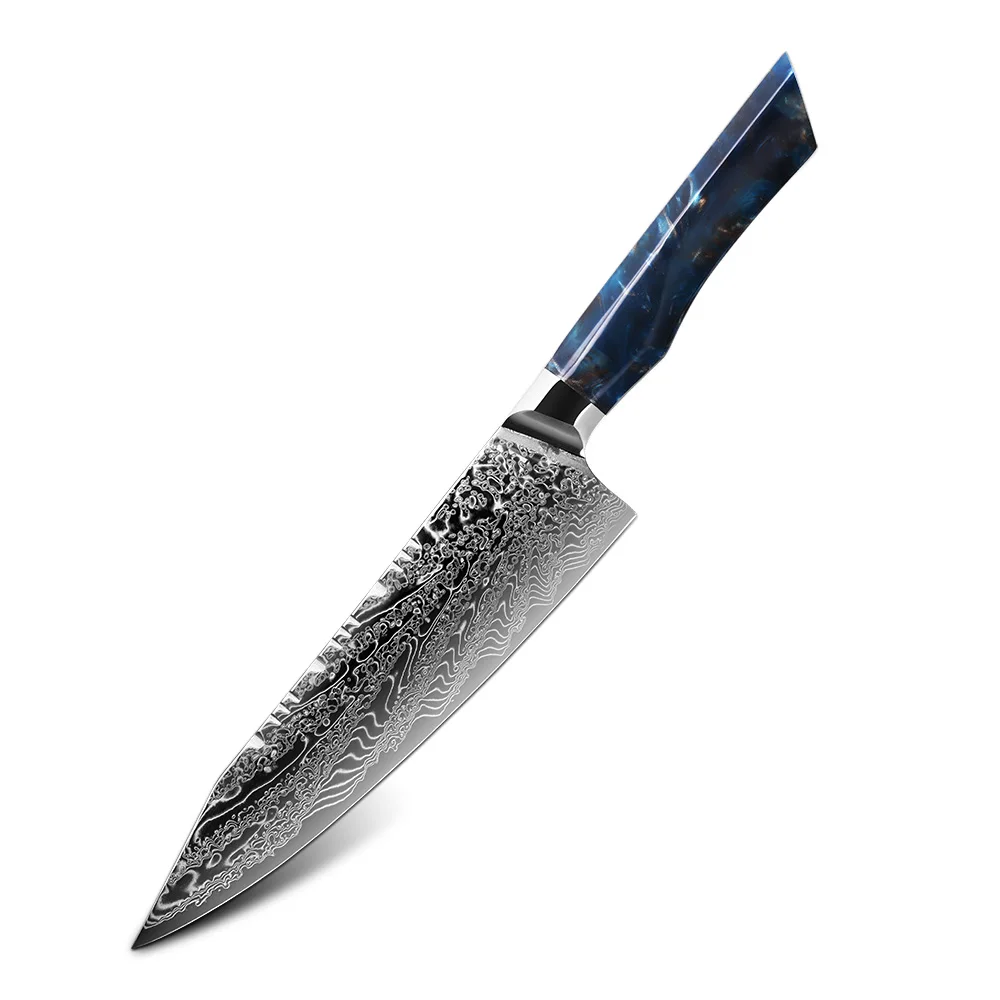 

8 inch damascus steel handmade japanese knife kitchen chef knife with butt mosaic