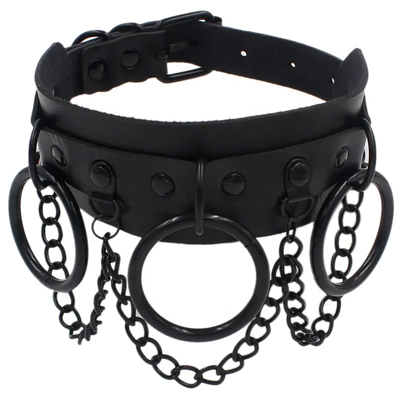 

Black Gothic Punk Choker Goth Chain Collar Dark Fashion Leather Chokers Harajuku Rock Necklace Witch Grunge Festival Accessories, Same as the picture