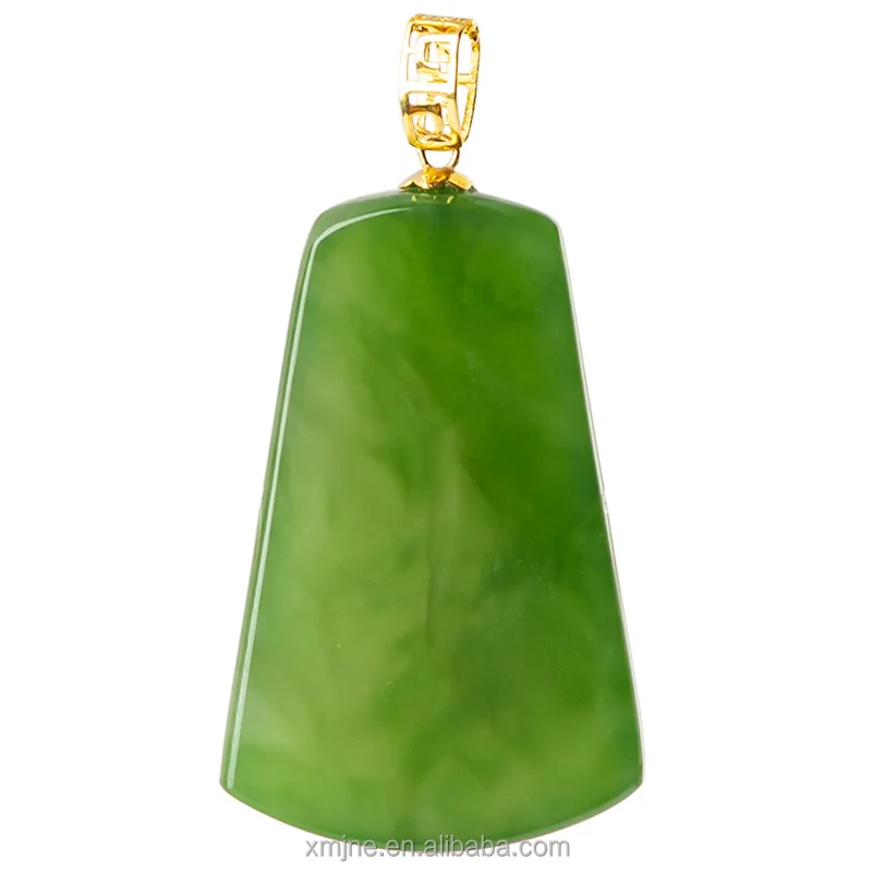 

Certified Grade A Spinach Green Hotan Jade Green Jade Lucky Pendant 18K Gold Natural Jade Pendant Necklace For Men And Women