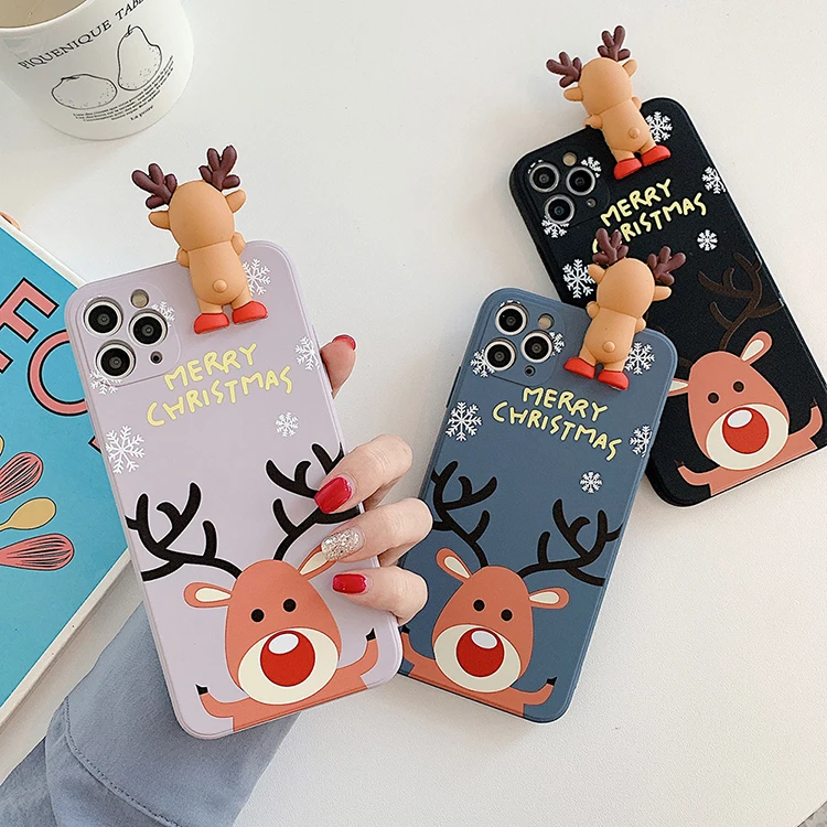 

Mobile Phone Accessories; Wholesale 3D Christmas Toy Mobile Cover TPU Case For iPhone 6 7 8 11 12 Phone Accesories Case For Girl