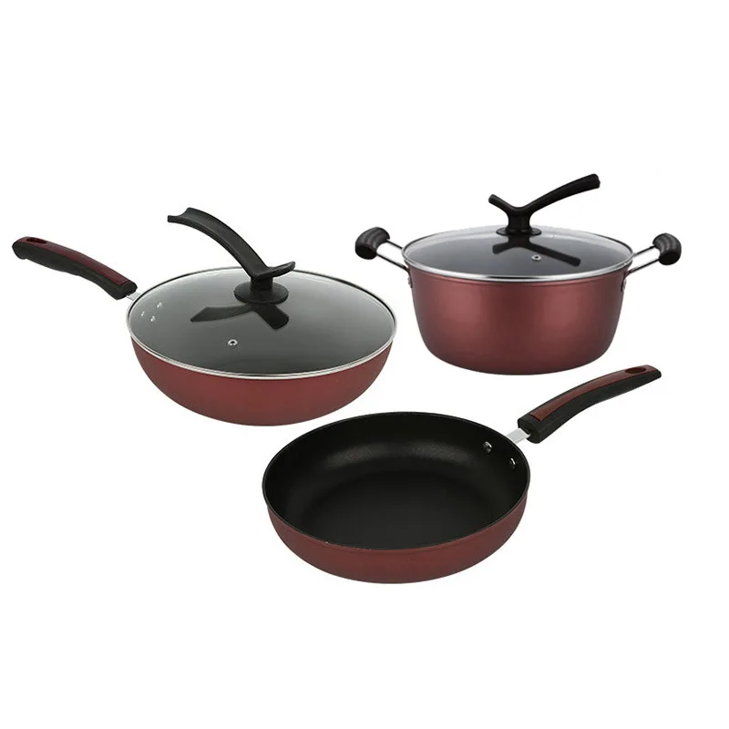 

Limited Time Discounts Fry Pan Pot 3 Pieces Non Stick Cookware Set