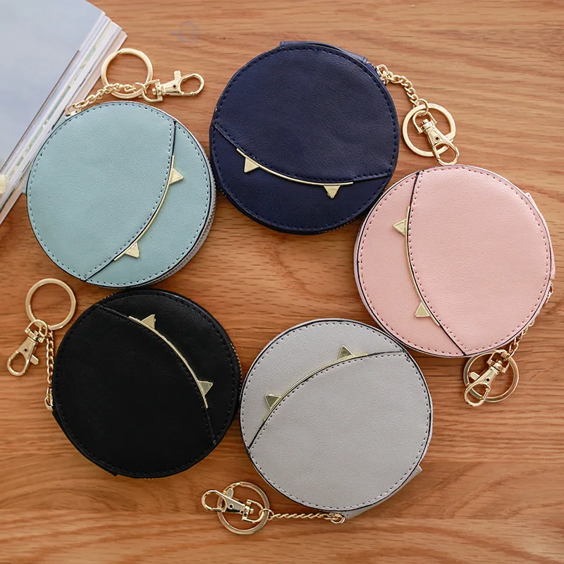 

2019 Korea Latest Design Gold Plated Chain With Round Ladies Small Wallet For Wholesale Womens Coin Purse Wallet, Customize