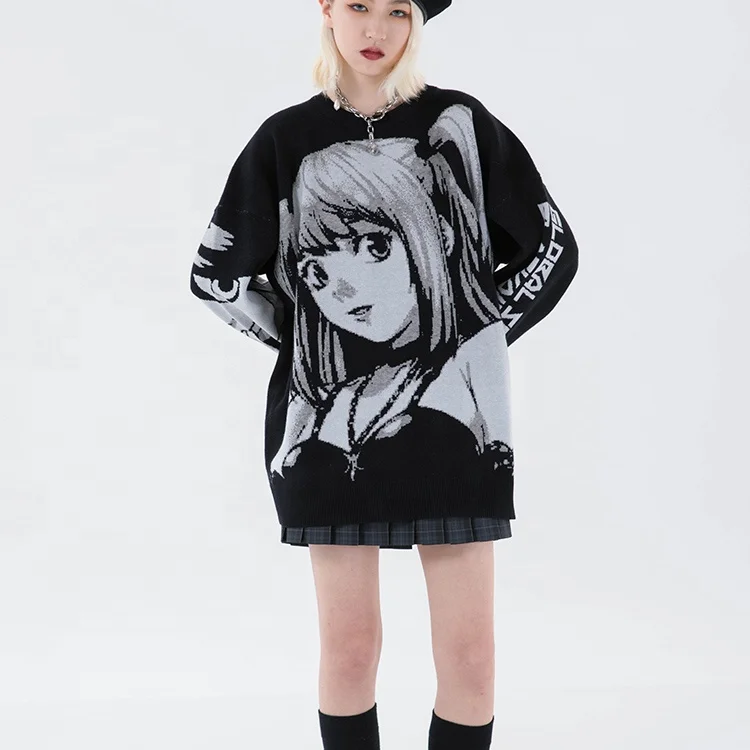 

Hip Hop Streetwear Harajuku Sweater Vintage Retro Japanese Style Anime Girl Knitted Sweater Winter Sweater For Women, Customized colors