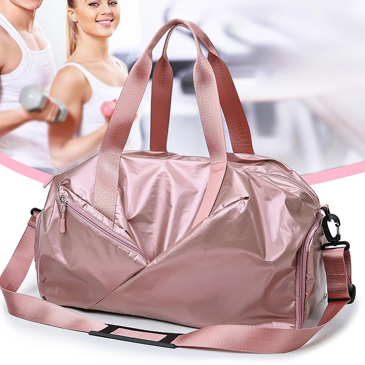 

2020 Custom Canvas Pink Sublimation Girls Travel Duffle Gym Sports Bag, Black/pink/silver