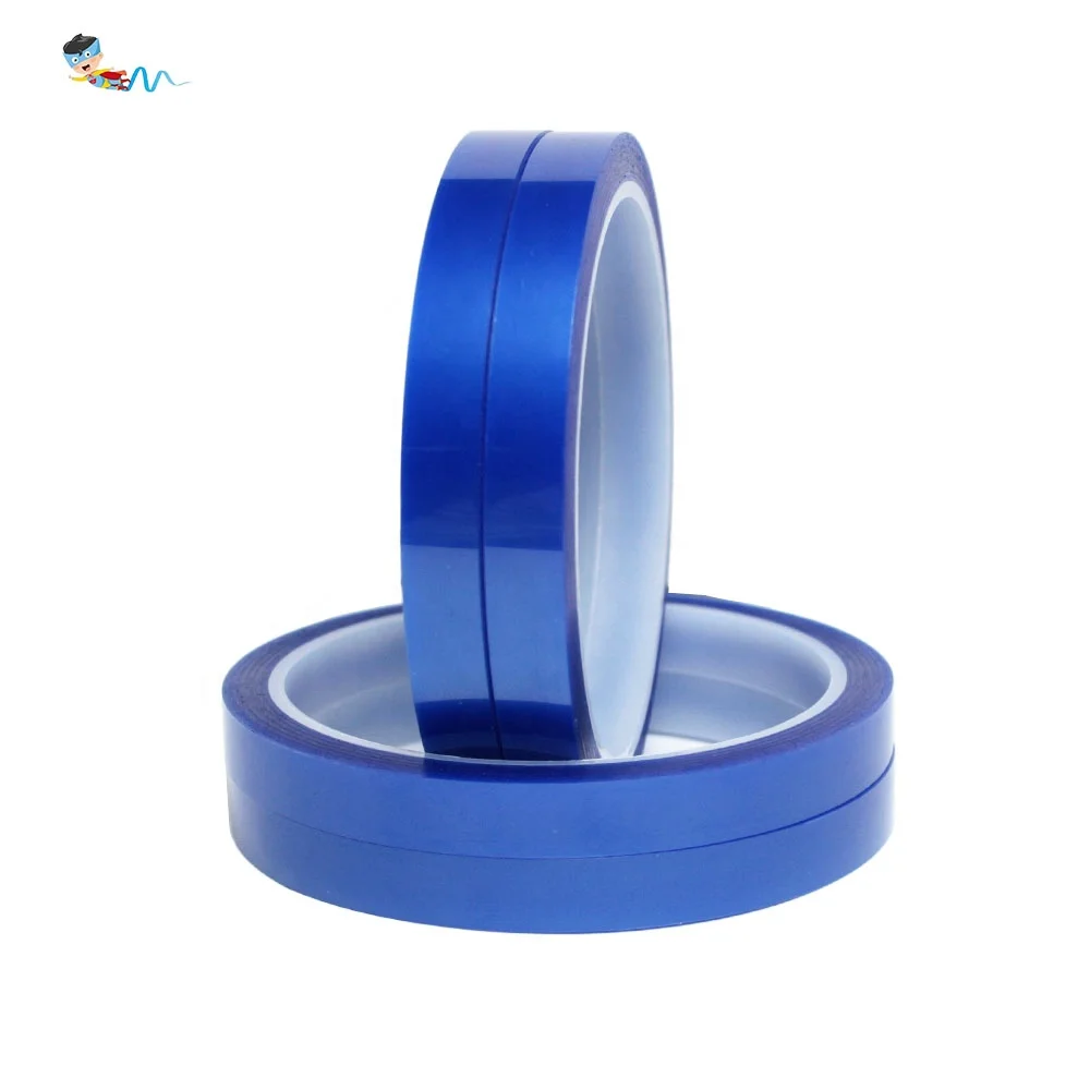 2- Blue Color Kaptons PET Polyester Film With Silicone Glue Self Adhesive Epoxy Resin Powder Coating Anodizing Masking Tape