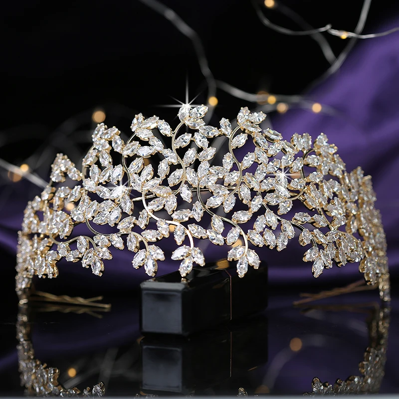 

Bridal Headband Leaves Design Women Wedding Crowns Bridal Hair Accessories Party Tiaras And Crown Cubic Zircon BC5170 Corona