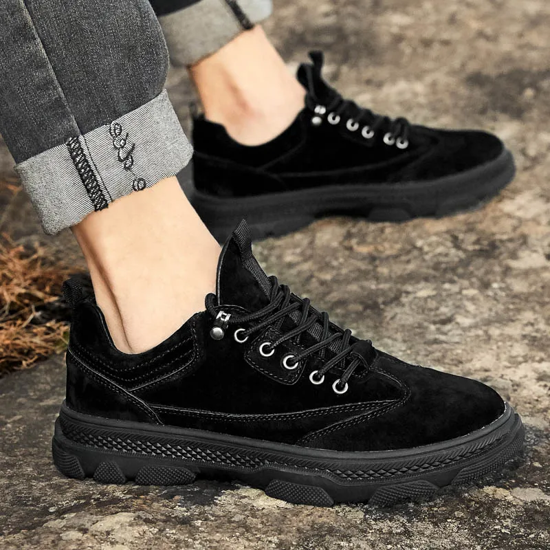 
oem stock sale chunky sole suede leather shoes men outdoor fashion mens shoes sports tennis work shoes 
