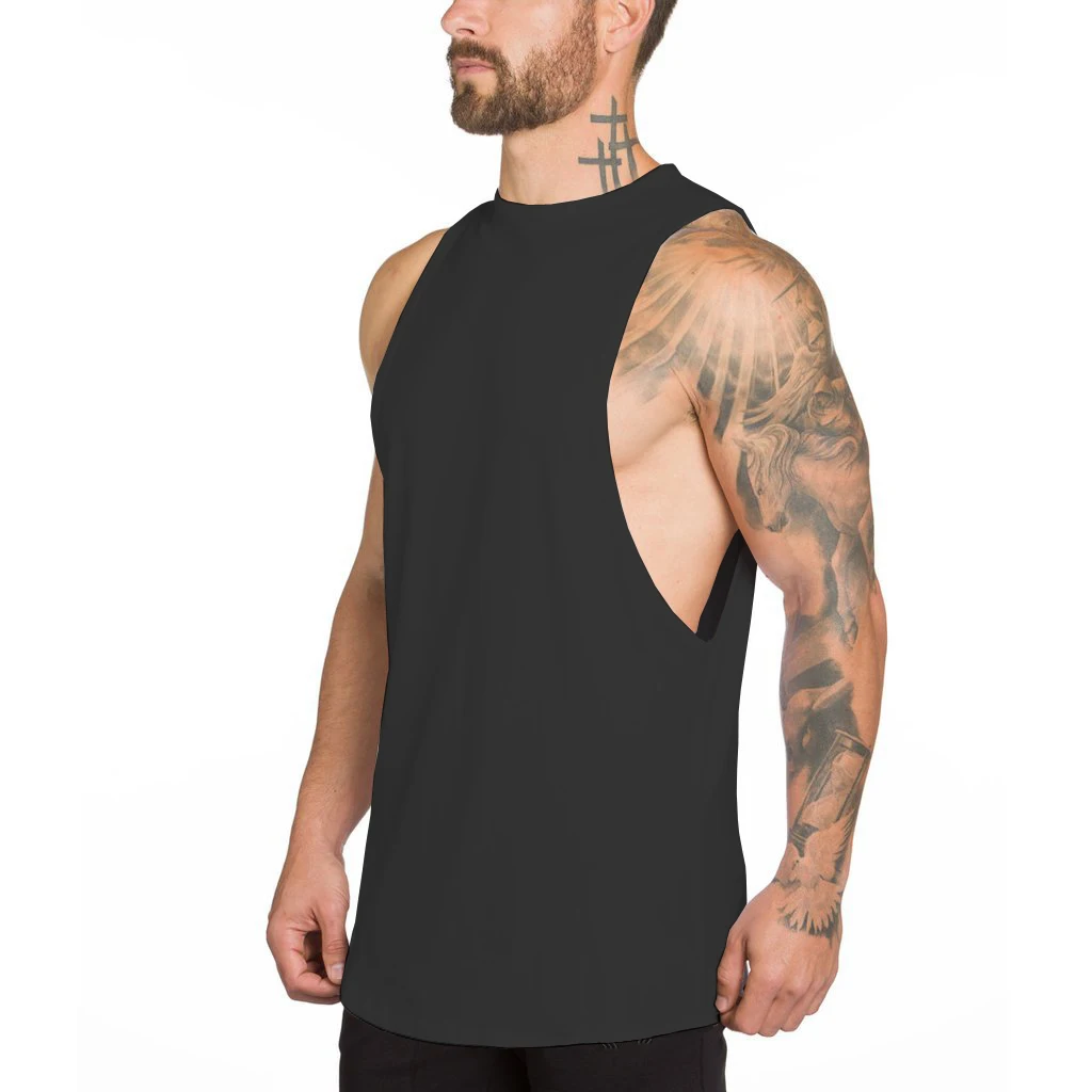 
Wholesale Manufacturer New Design Cotton Comfortable Sleeveless Men Tank Tops Fitness Singlet Bodybuilding Workout Gym Vest 