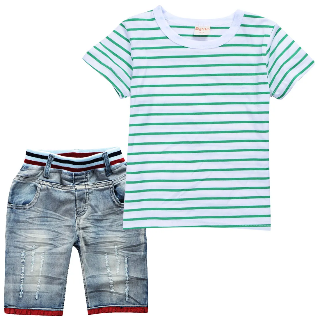 

New Fashion Kids Design Clothes Summer T-shirt Set for Children Boys and Girls Casual Cotton O-neck T-shirt and Jeans 2 Pcs set