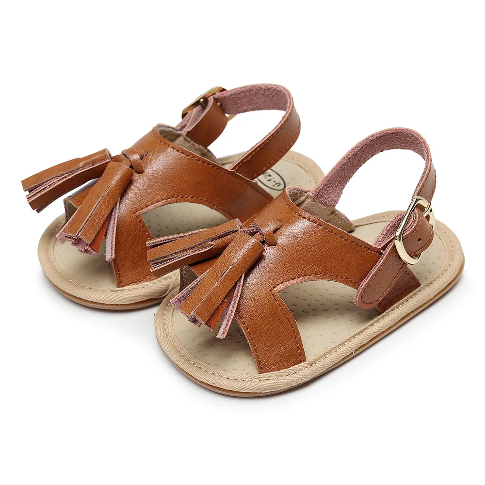 

3LB011 Wholesale genuine leather high quality tassel infant kids toddler sandals for baby girls, 7 colors