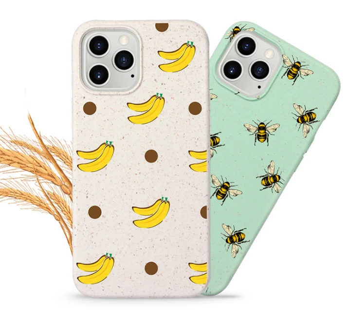 

Eco-friendly Compostable Wheat Material Phone Covers Custom Printed Logo Degradable Straw PLA Wheat straw Mobile Phone Case, Pictures