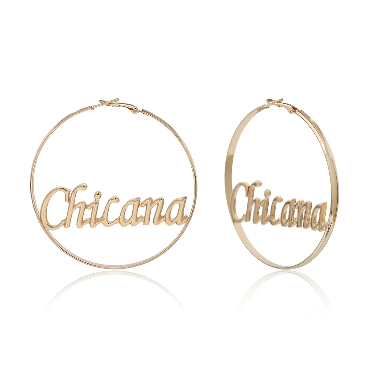 

Fashion Women Large Circle Round Hoop Earrings Chicana Earrings Punk Jewelry Earrings, Gold silver black
