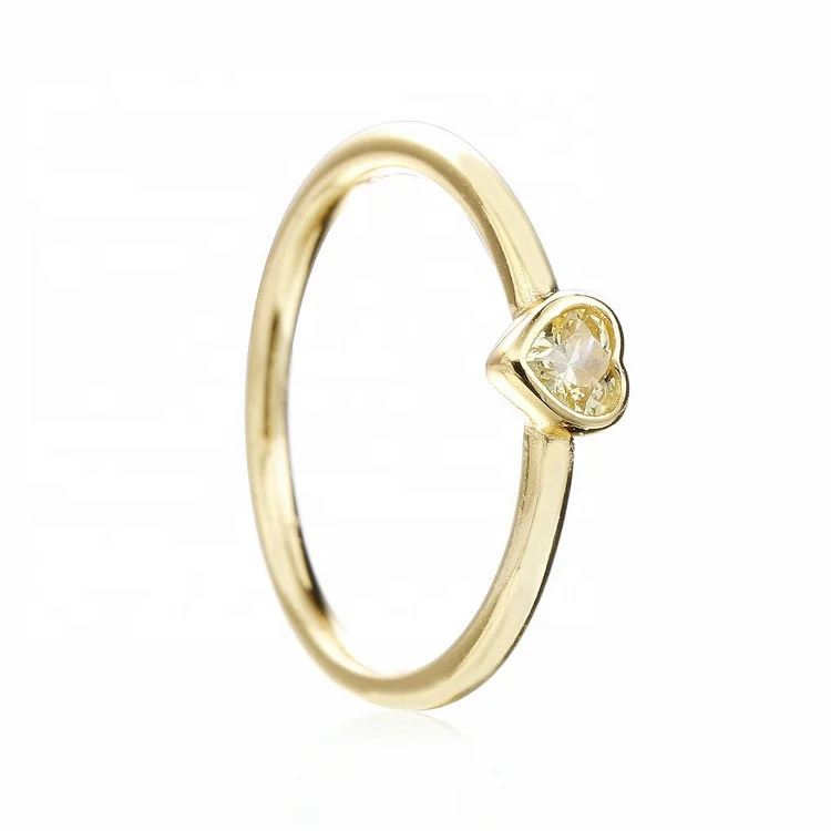 

Promotional minimalist heart shape jewelry fashion gold rings designs Pandora zircon silver ring