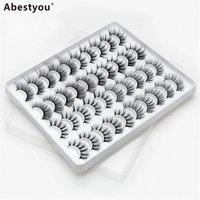 

Abestyou 20Pairs 3D Soft Mink False Eyelashes Handmade Wispy Fluffy Long Lashes Natural Eye Extension Makeup Kit Cilios