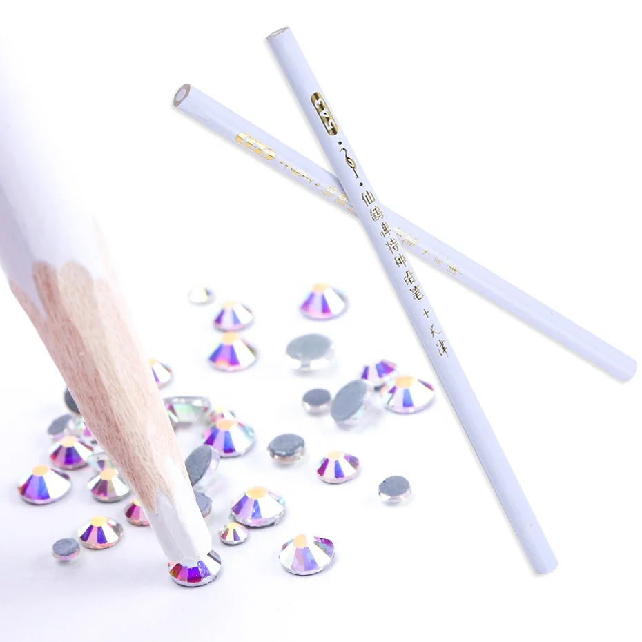 

Rhinestone Picking Pencil Wooden Dotting Tool Crystal Stones Picker Nail Art Decor Wax Pen Art Nail Drill Pen, Picture