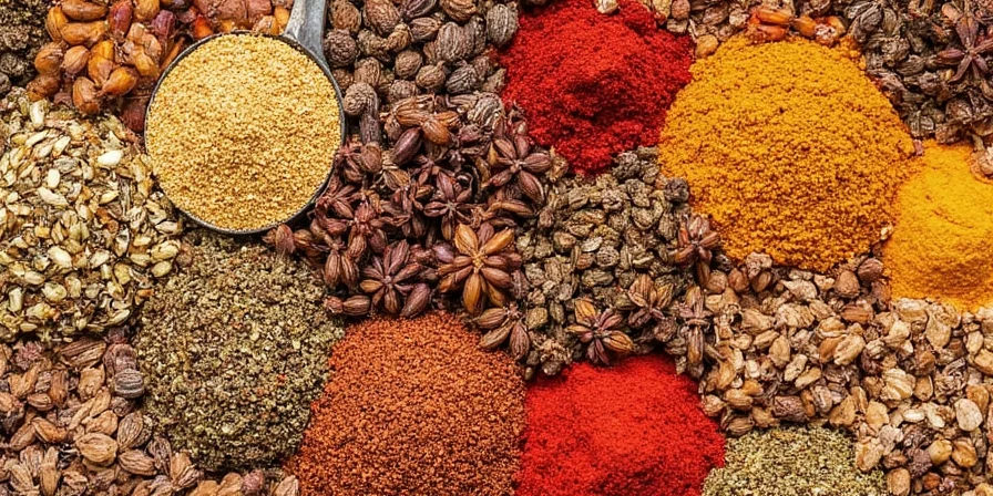 Close-up of various whole and ground spices