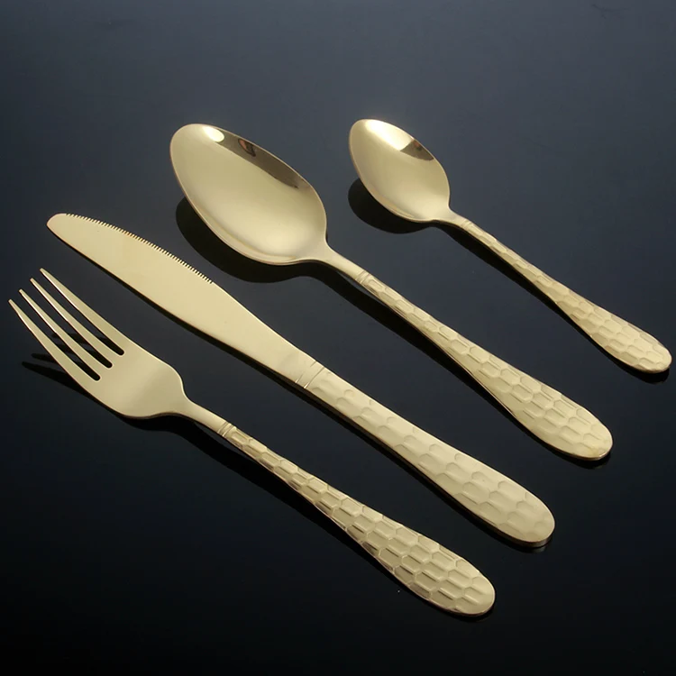 

new trending product 2021 premium gold plated cutlery set stainless steel flatware gold spoons, Silver/gold