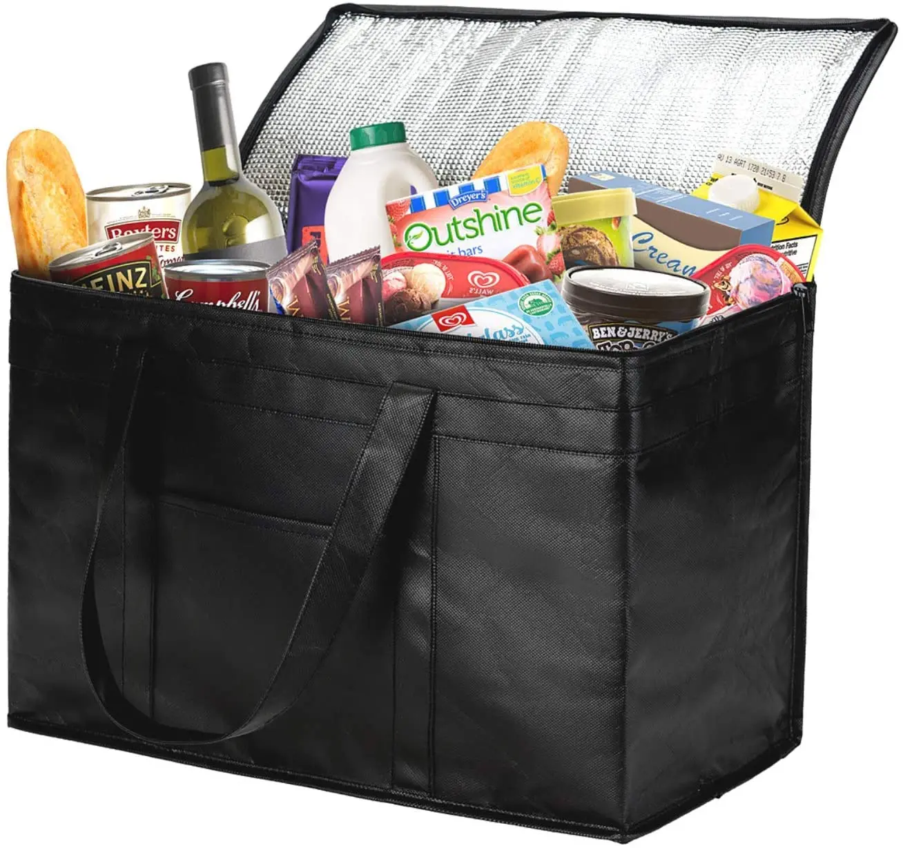 

Extra Large Grocery thermal Shopping Bag Insulated Cooler Bag Tote food delivery bag
