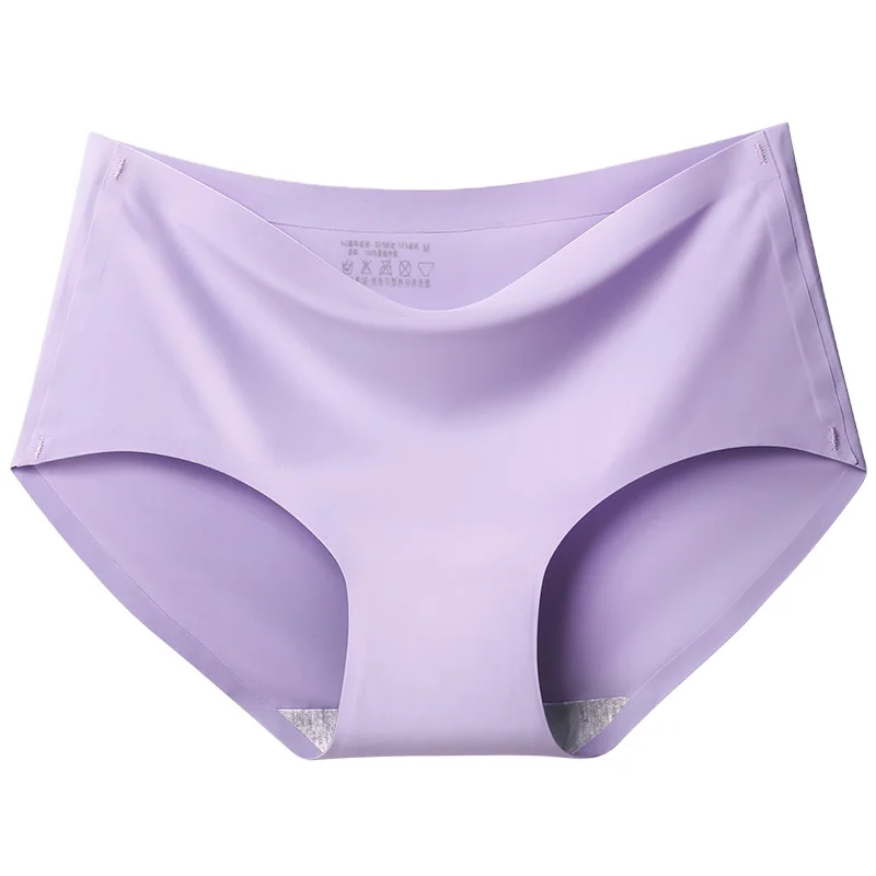 

sexy ice silk seamless underwear women's middle waist size solid one piece briefs, As the picture show