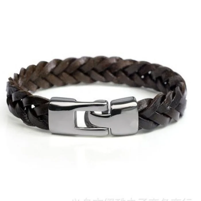 

Men's leather bracelet European and American cowhide hand woven braid black leather rope bracelet brown bracelet, As picture or customized