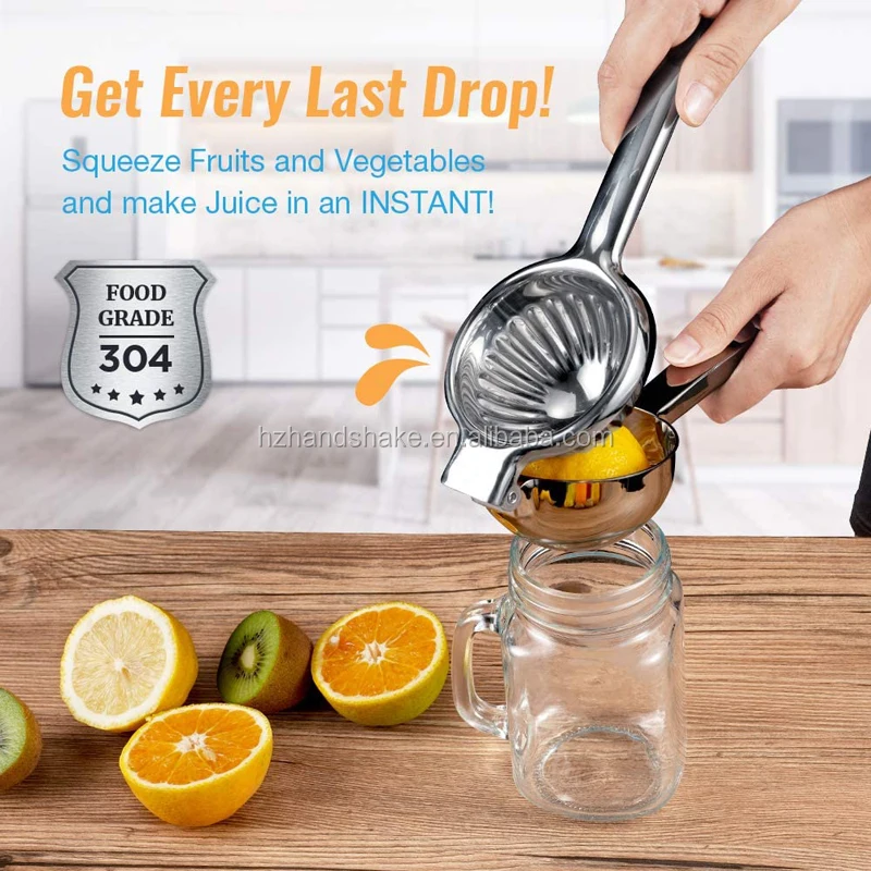 Exprimidor de limón de acero inoxidable 304, exprimidor de frutas manual,  perfecto para naranjas, limones grandes