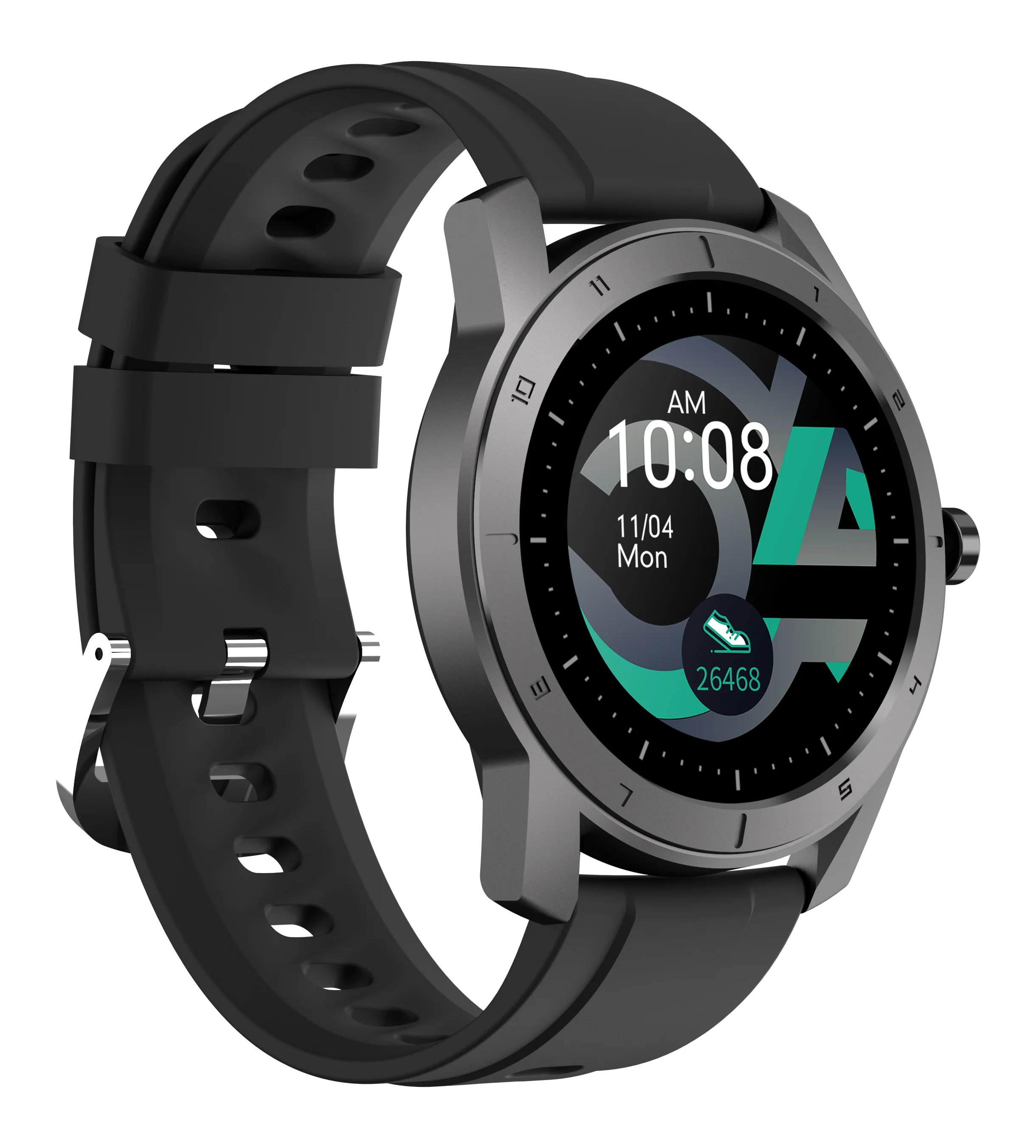 

Best Waterproof Smart Watch Wristband Android IOS Wireless Sport Watch Fitness Real Thermometer Round Screen Smart Watch S8T, Black, iron gray