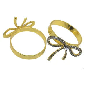 Image of Gold/Silver Alloy Rhinestone Ribbon Napkin Ring/Decorative Napkin Holder For Wedding
