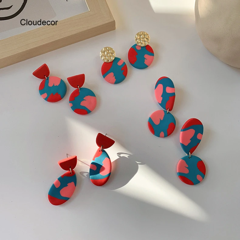 

Wedding Chic Clay Earrings Flat Studs Earrings Clay Earring Supplies Women Girls Red Blue Polymer Clay Stud Earrings Handmade