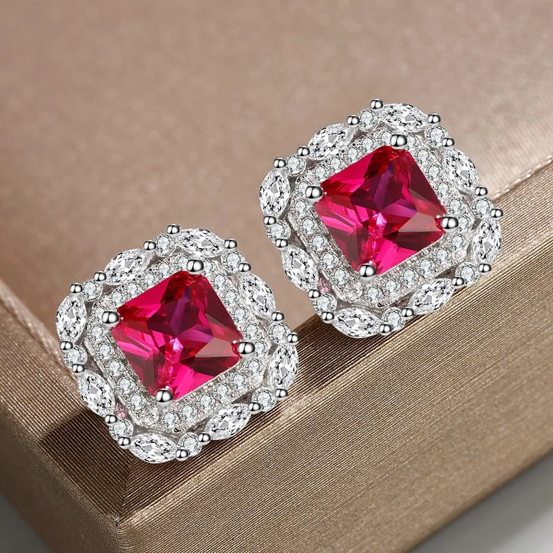 

New elegant jewelry cubic zircon gemstone vintage stud earring for women