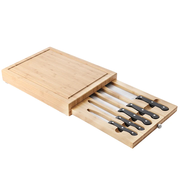 

Thick bamboo chopping board rectangular with knife cheese board fruit knife chopping board plate, Natural