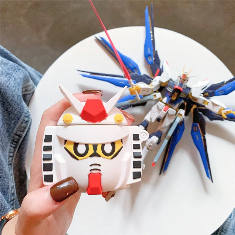 

Wireless Earphone Case for Airpods 1 Cute Protective Cover for Airpods 2 Keychain 3D Robot Gundam Design, Colorful