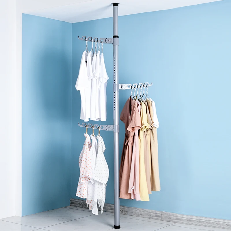 

Simple style multifunctional drying rack metal hallstand foldable thickened pipe wall standing clothes rack, Colors