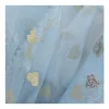 Best price blue Mesh heart pattern puff print Fabric Design for womens cloth