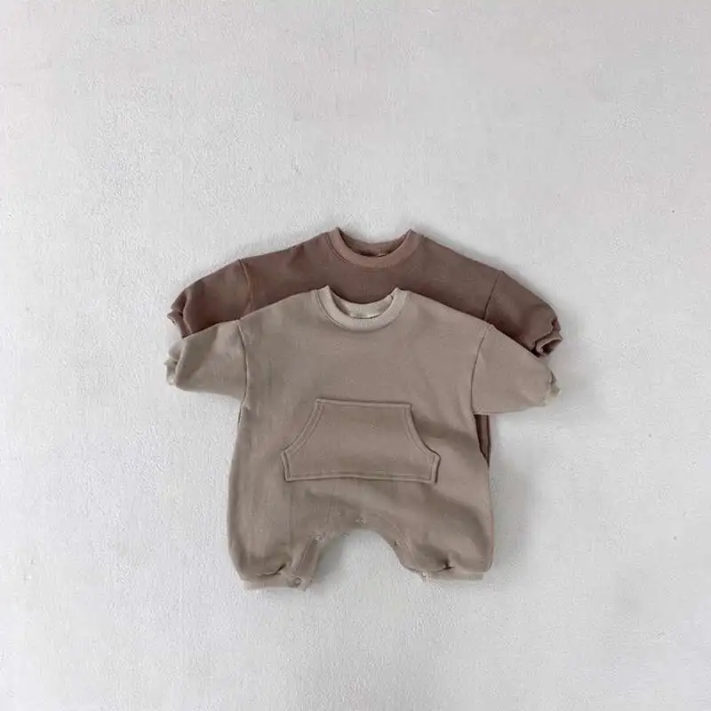 

Spring autumn infant outwear clothes solid color cotton baby clothes jumpsuits