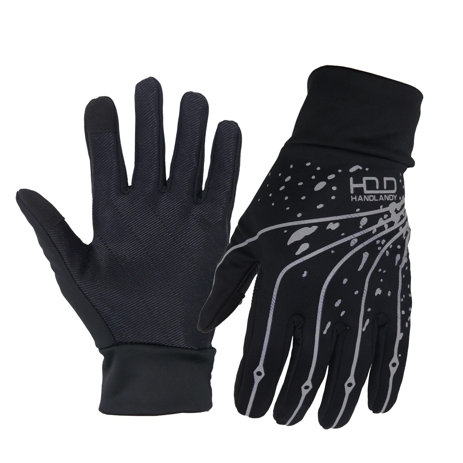 

HANDLANDY winter cycling gloves leather horse riding gloves warm touch screen, Black/green