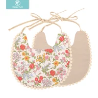 

HappyFlute wholesale cute print hot selling soft hemp cotton baby bibs