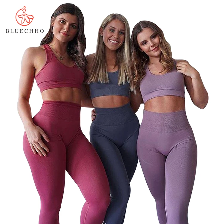 

2020 new design clothes women sport set 2pc fitness yoga wear sexy girls leggins seamless gym suit set
