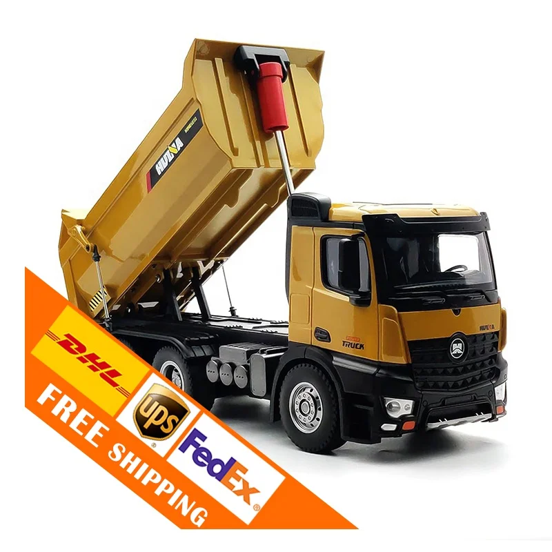 

Huina 573 upgraded 1582 1/14 alloy metal 6 wheel engineer tipper dumper remote construction car radio control dump rc truck toy, Yellow