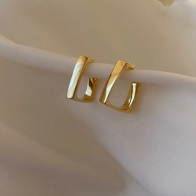 

Vershal Hook Chunky Irregular Solid Geometric 18K Gold Plated Brass Minimalist Earrings For Women, As pitcure
