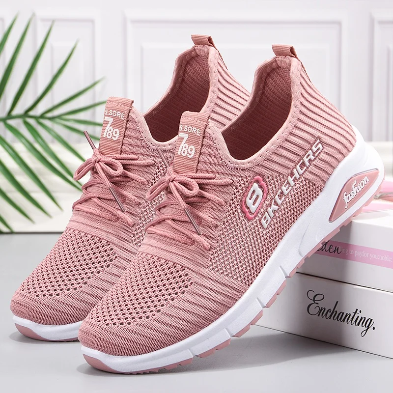 

Mesh non slip lady nurse casual flats fly weave tennis women office shoes cute shoes for women women sneakers, Black, pink, gray, purple