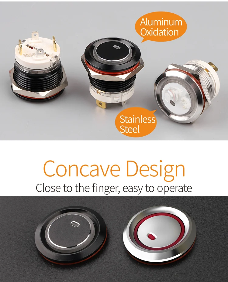 High qualified switch made 19mm 2NO momentary ring illuminated piezo switch