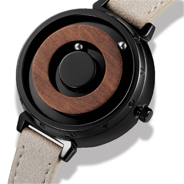 

EUTOUR magnetic ball bearing wood watch fashion trend no pointer women's watch simple temperament flash diamond soft Watch