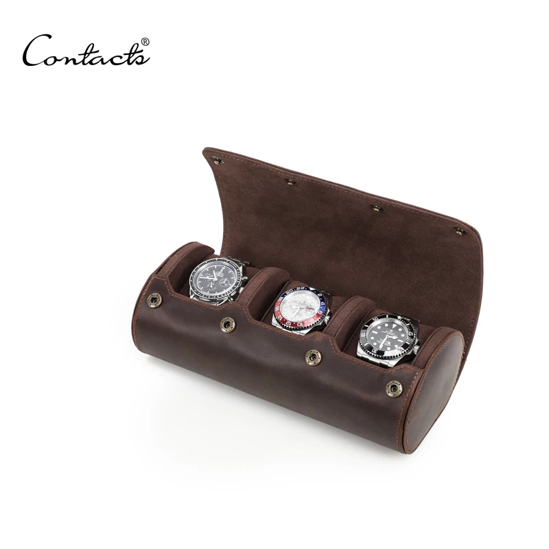 

Factory direct-sales Travel Watch roll Case High Quality Customize Logo 1 2 3 Slot cow Leather coffee black green Watch Roll